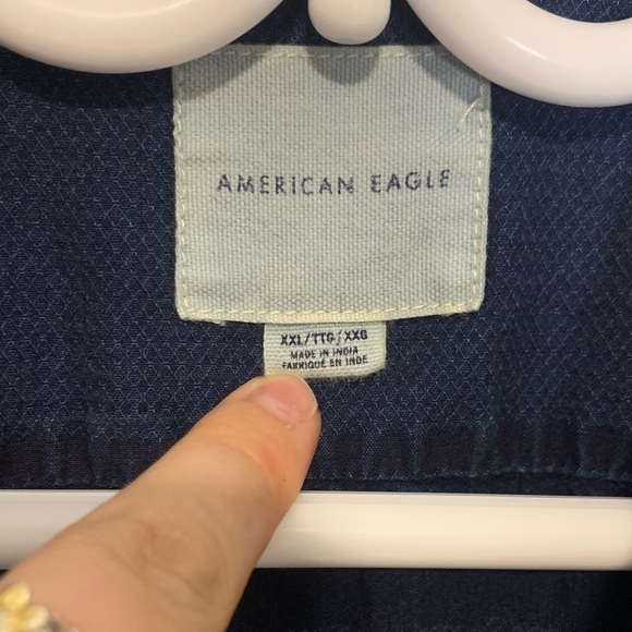 American Eagle Men’s Short Sleeve Button Up 100% Cotton Denim Shirt, Size XXL - Picture 3 of 5